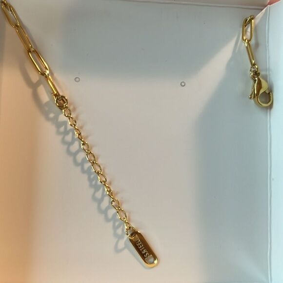 Crystal Gemini Zodiac Engraved Bracelet in ION Plated YG Stainless Steel 7” - Picture 5 of 6